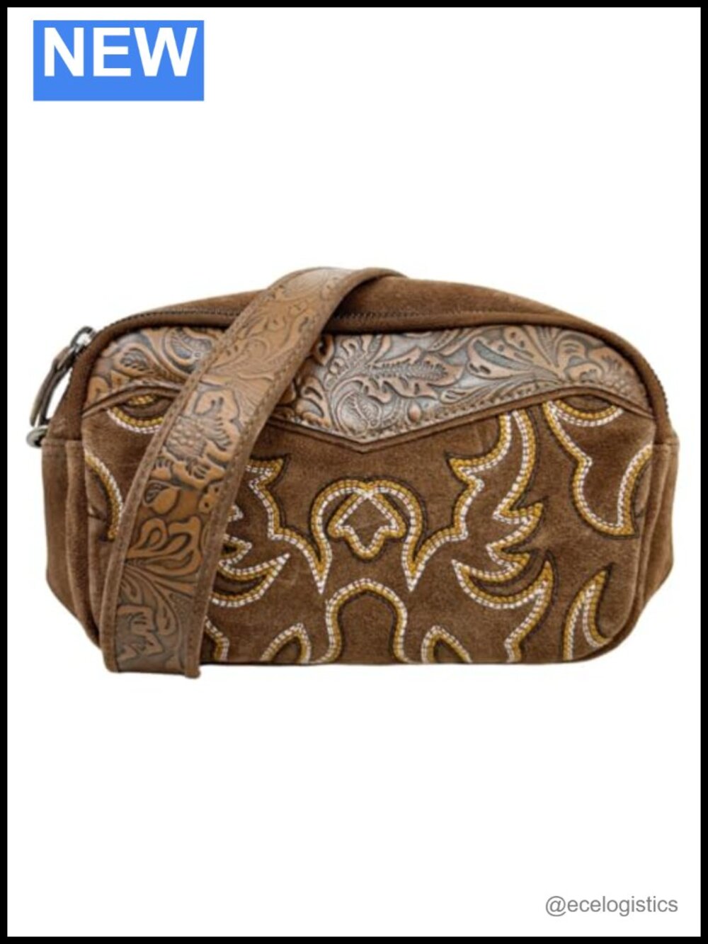 Western Embroidery Leather Shoulder Bag Crossbody Purse Cowgirl Boho